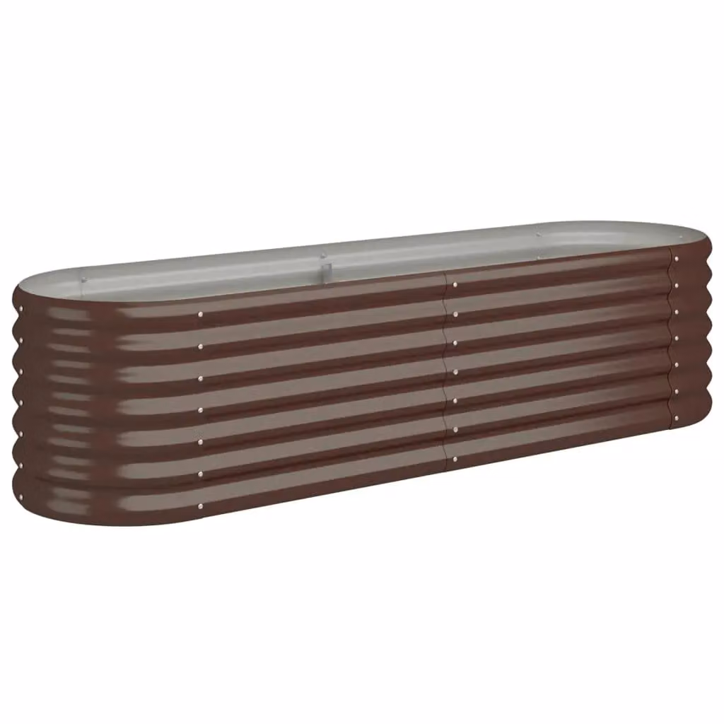 Berkfield Home Garden Brown Powder-coated Steel Raised Bed, W/D/H: 152 x 40 x 36 cm – 2