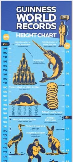 Suck UK Guinness World Records Height Chart Multicolour Paper Poster for Kids – 1