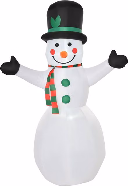 HOMCOM Inflatable Snowman Christmas Decoration, White