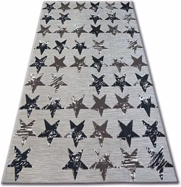 RugsX Lisboa Brown Modern Star Pattern Hand Knotted Polypropylene Rectangular Rug W: 120 cm, D: 170 cm