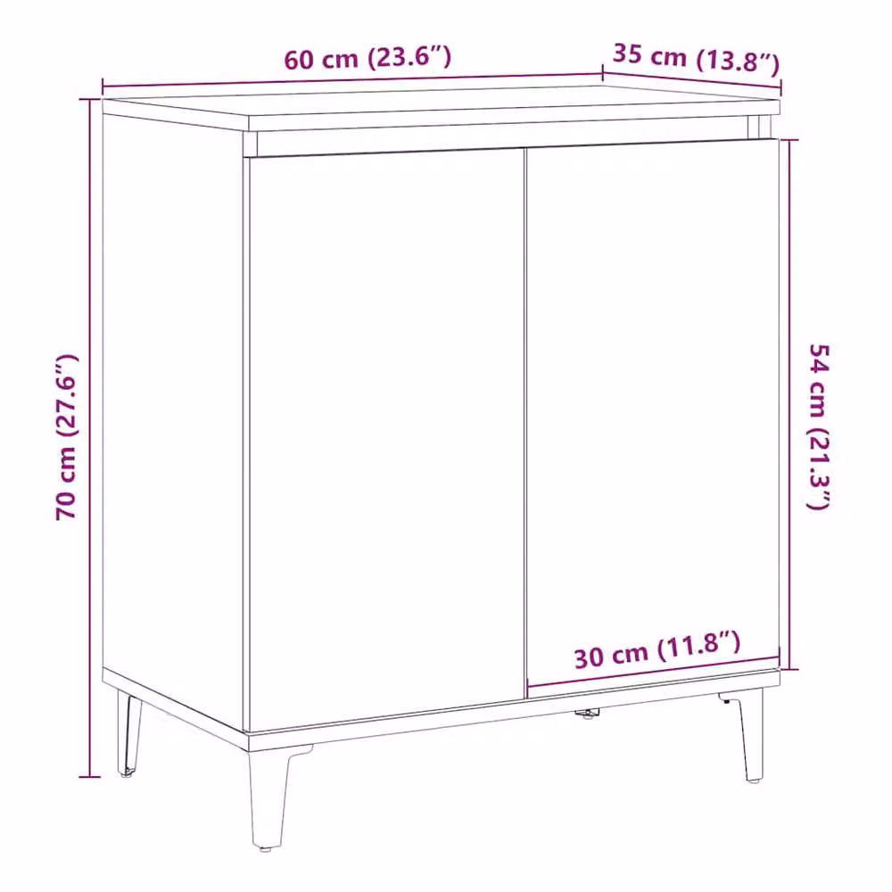 Berkfield Home Artisan Oak Sideboard in Brown, W/D/H: 60 x 35 x 70 cm – 5