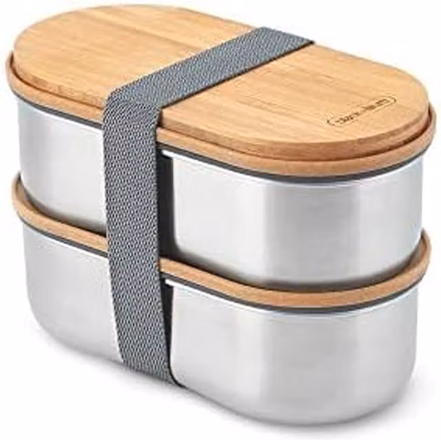 Black + Blum Stainless Steel Bento Lunch Box with Dividers and Cutlery, 1 Litre, Grey