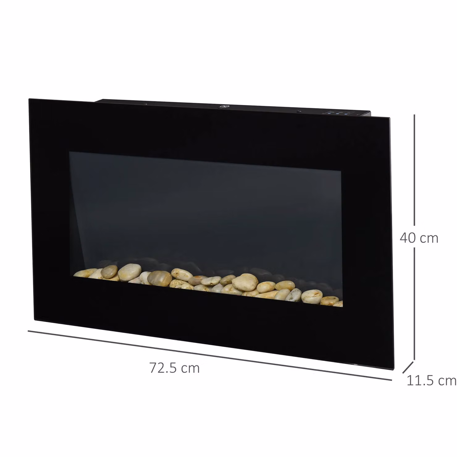 HOMCOM Electric Wall Fireplace with LED Flame Effect, Timer and Remote Control, 1000W, Black – 3
