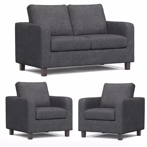 Furnishings For Less UK York Turin 3 Piece Fabric Sofa Suite in Grey