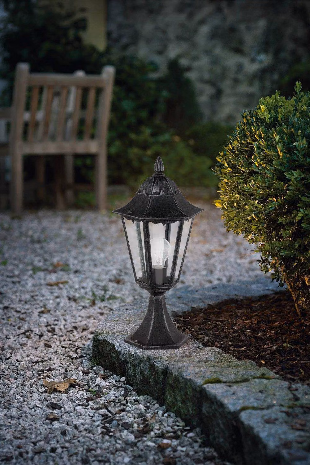 Eglo Navedo Black Plastic and Aluminium Outdoor Pedestal Lantern Light – 2
