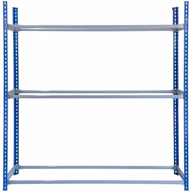 Monstershop T-Rax Freestanding Metal Tyre Racking Bay in Blue and Grey with Adjustable Shelves