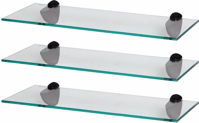 Harbour Housewares Black Floating Glass Shelf, Width: 50 cm