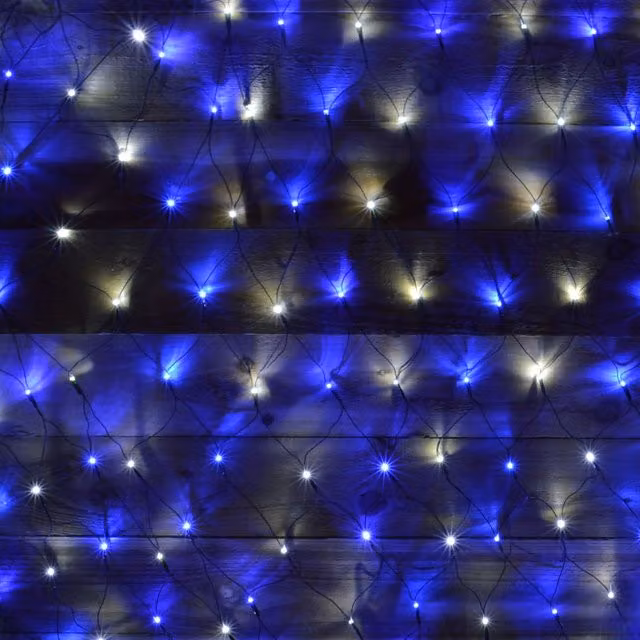 Premier Decorations 180 LED Multifunction Christmas Net Light with Timer, Blue and White, W: 1.7 m, H: 1.2 m, D: 1.2 m