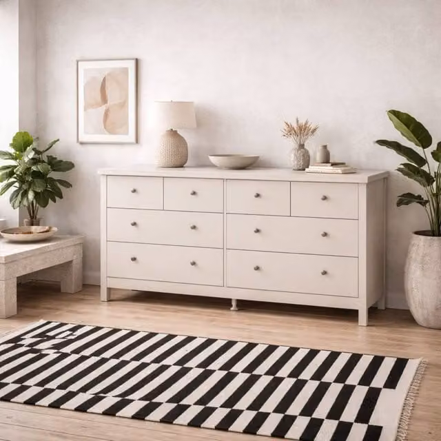 Wyld Haus Gossmere Natural Cashmere 8 Drawer Chest in Cream and Beige