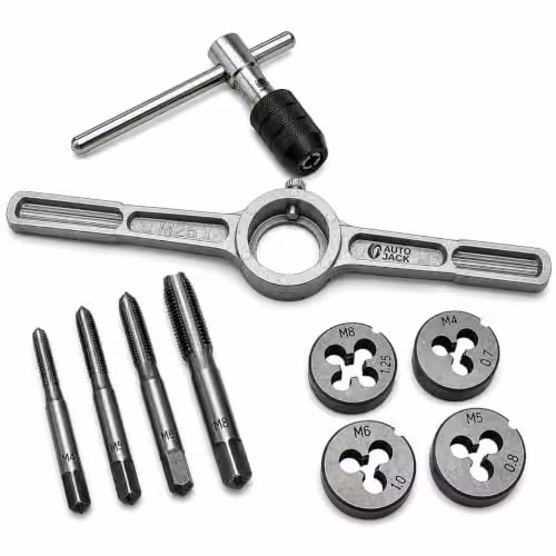 Autojack 10 Piece Metric Tap and Die Set in Silver Steel
