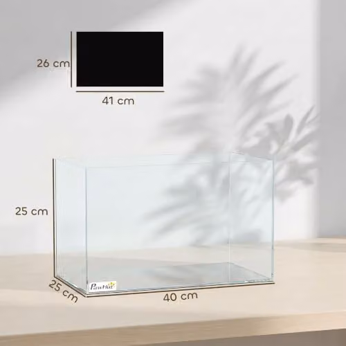 PawHut 24L Fish Tank with Protective Base Mat, Transparent and Black, W: 40 cm, D: 25 cm, H: 25 cm – 9