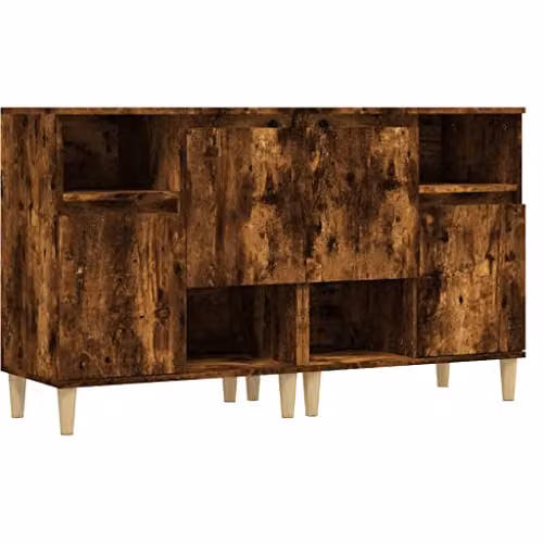 vidaXL Set of 2 Smoked Oak Sideboards in Engineered Wood, W: 60 cm, D: 35 cm, H: 70 cm