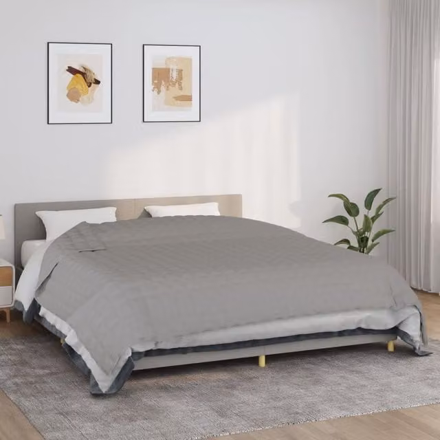 Berkfield Home Grey Weighted Blanket for Adults, W: 235 cm, D: 290 cm, 11 kg