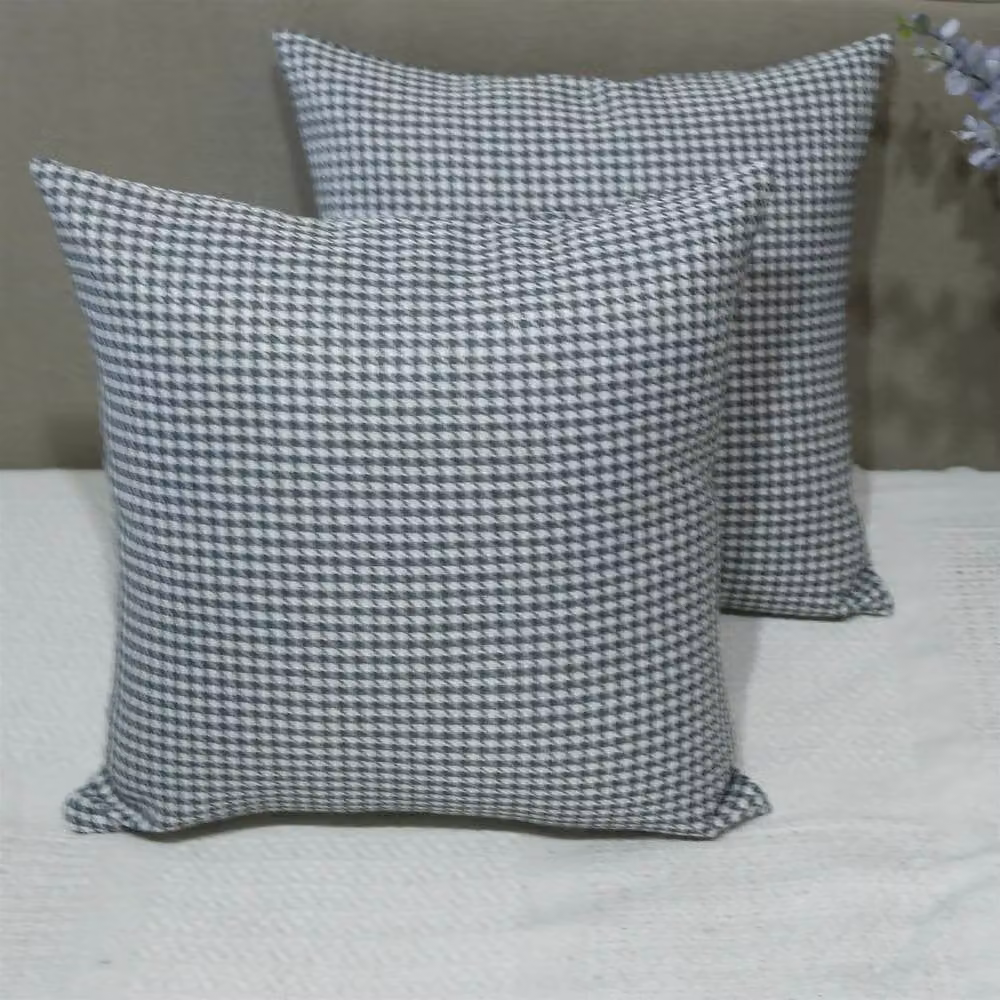 Luxury Living Pair of Grey Houndstooth Woven Square Cushions with Removable Washable Covers, W/D/H: 45 x 45 x 45 cm – 3