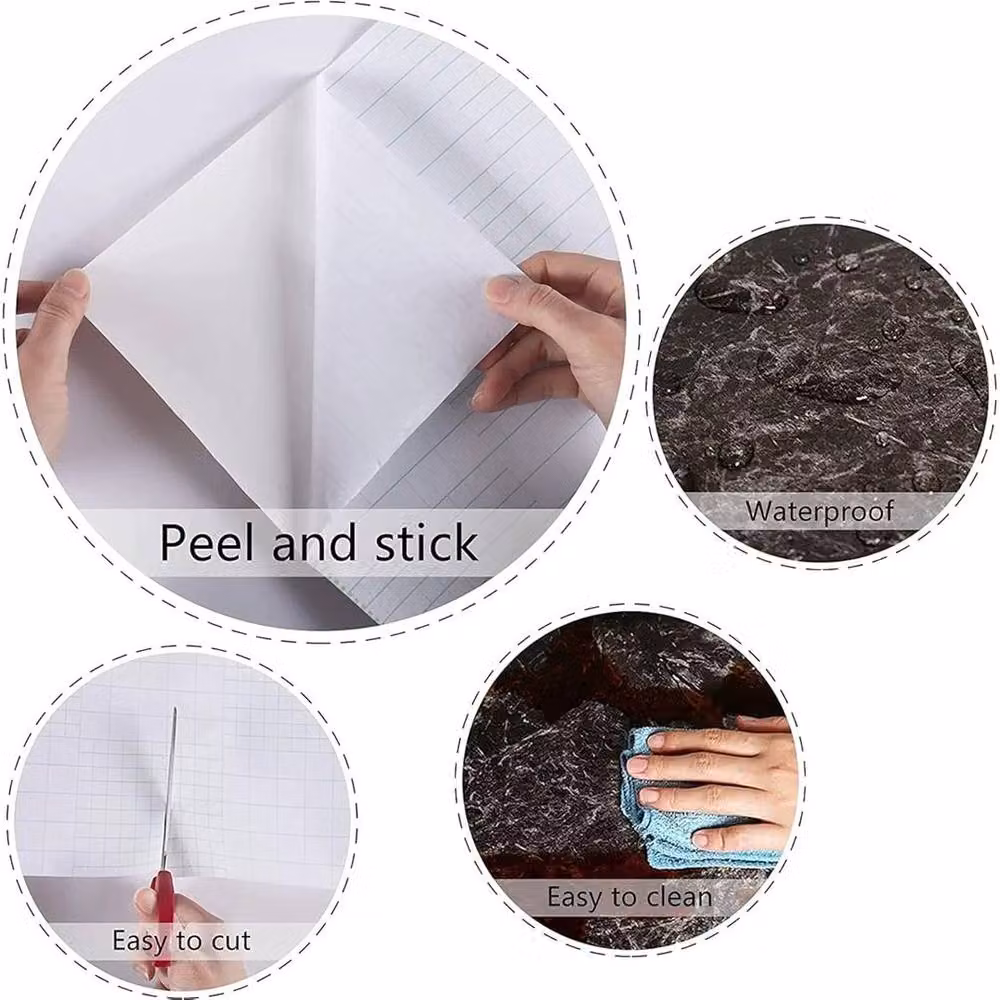 FLAVORA Black Marble Kitchen Worktop Covering Peel and Stick Film, 0.6m2 – 3