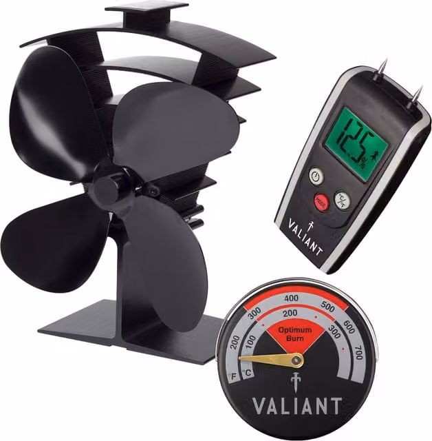 Vaillant Metal Stove Fan and Accessory Set in Red and Black