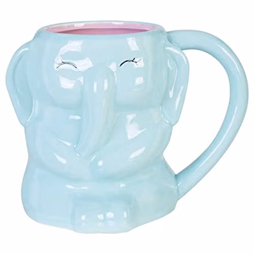 Orsina Elephant Ceramic Mug in Green and Blue