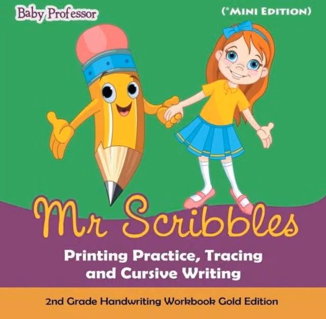 Baby Professor Mr Scribbles Multicolour Printing Practice, Tracing and Cursive Writing Book for Children