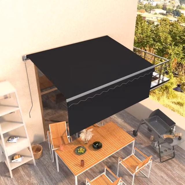 Berkfield Home Manual Retractable Awning with Blind, Anthracite and Black, W: 300 cm, D: 250 cm – 1