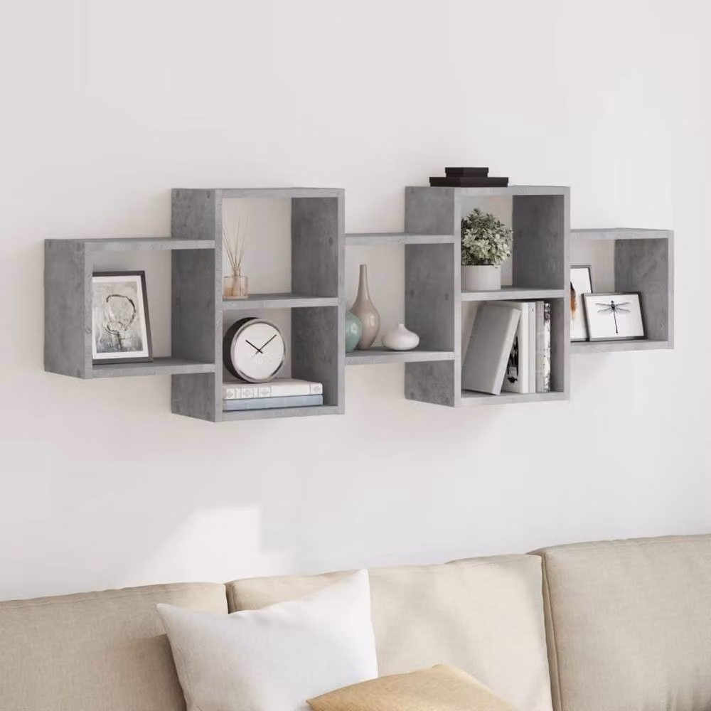 Berkfield Home Wall Mounted Modern Shelf in Grey MDF, W/D/H: 129 x 42 x 18 cm – 2