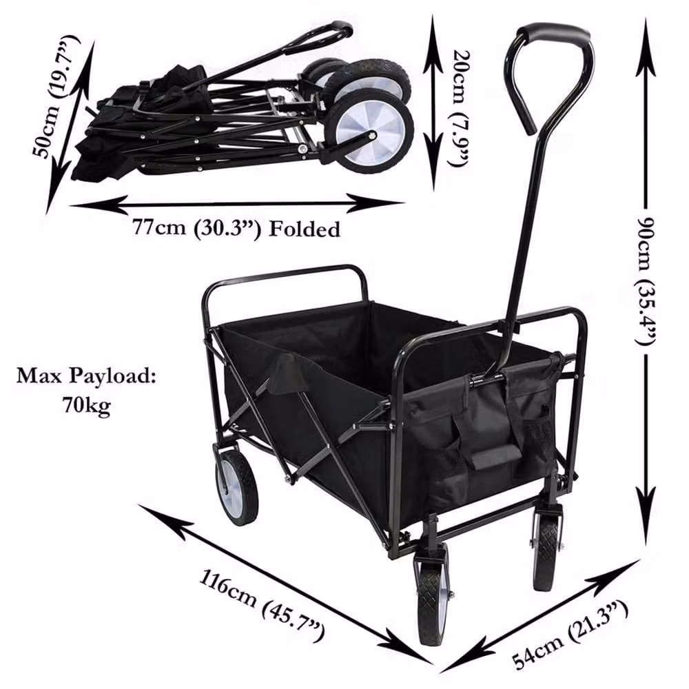 Nordara Black Garden Cart with 70kg Capacity – 2