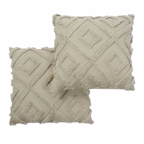 OHS Green Tufted Modern Square Cushion Covers, Pack of 2, W/D/H: 45 x 45 x 45 cm