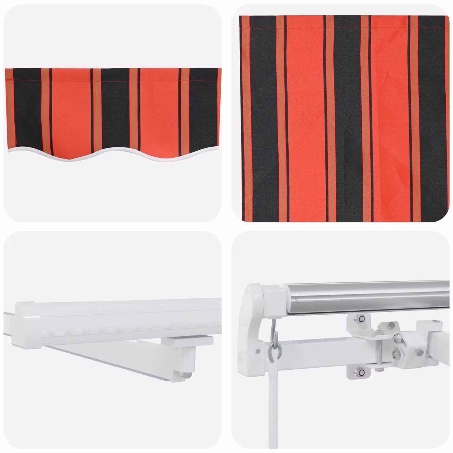 Berkfield Home Manual Retractable Wall-Mounted Awning with LED in Orange and Brown, W: 400 cm, D: 350 cm – 5