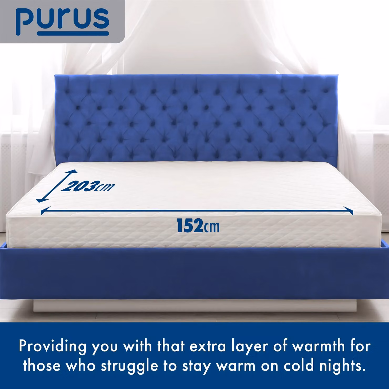 Purus Luxury White Polyester Electric Heated Fully Fitted Bed Under Blanket with 3 Heat Settings, W/D/H: 90 x 190 cm – 4