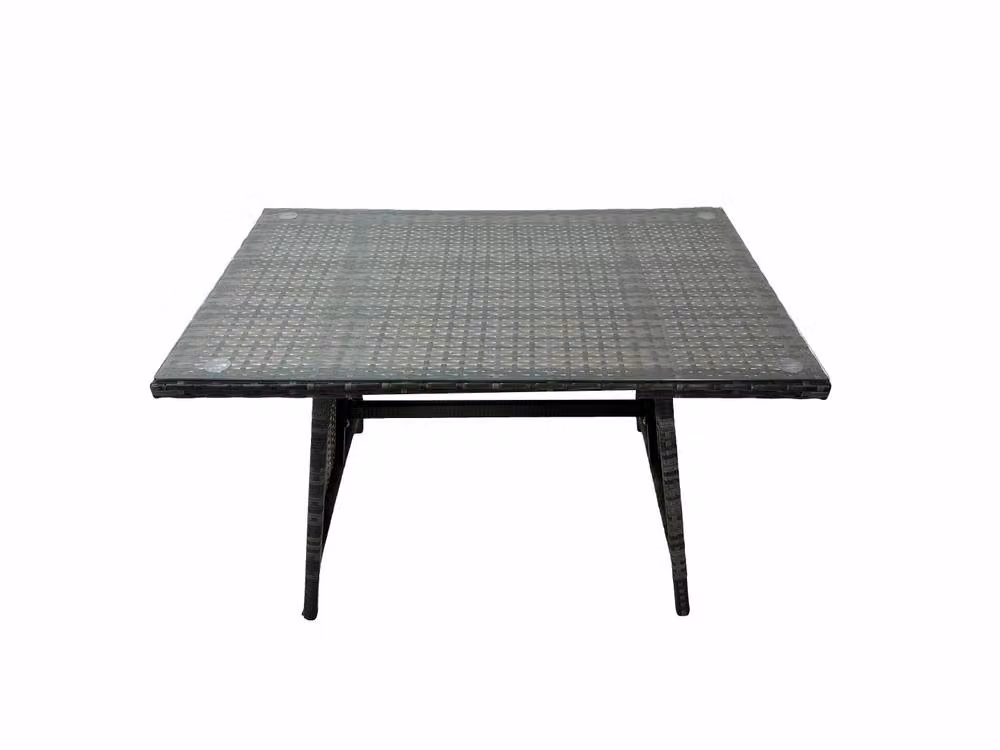 Fimous Patio Furniture Set with Dining Table, Big Stool and Side Table in Dark Grey