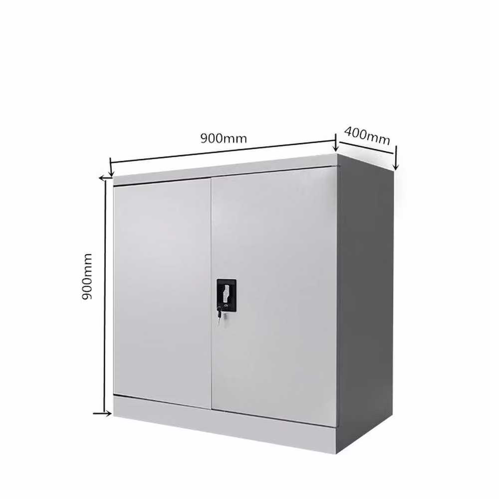 FORGEVIO Grey Metal Storage Cabinet with Lockable Hinged Doors and Adjustable Shelves for Home or Office – 1