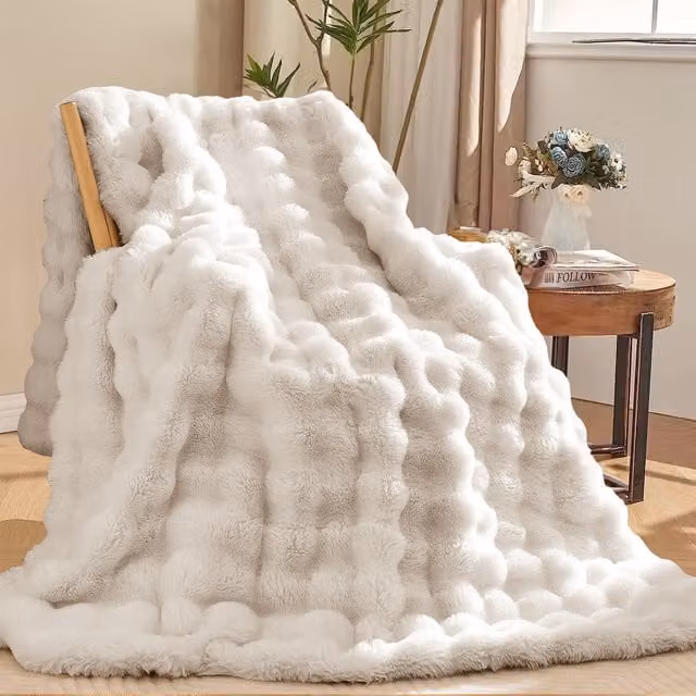 Sweet Dreams Fluffy Faux Fur Animal Print Throw in Beige and Brown, 220 cm