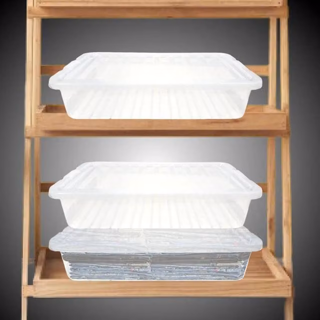 NESTLUNE Set of 2 Plastic Underbed Storage Boxes with Transparent Lids and Wheels, 45L each – 1