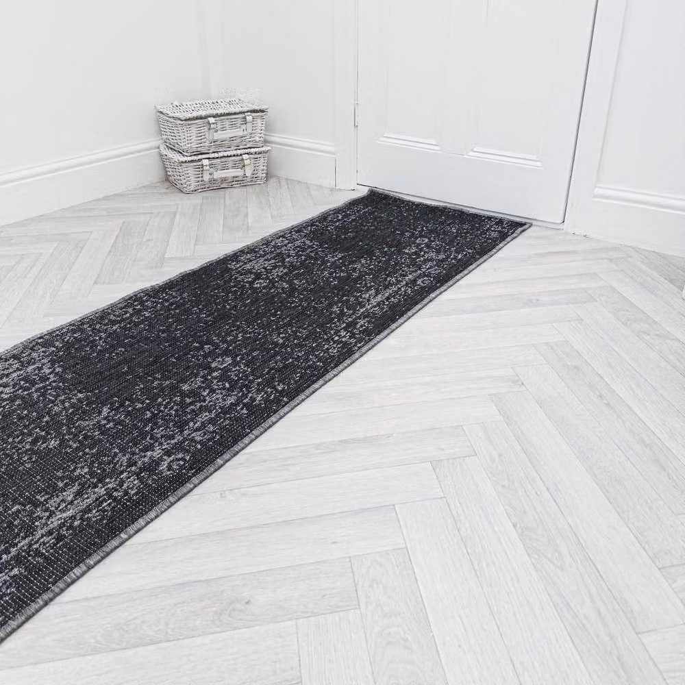 runrug Tapestry Black Reversible Indoor/Outdoor Carpet Runner Rug, W: 60 cm, L: 330 cm – 5