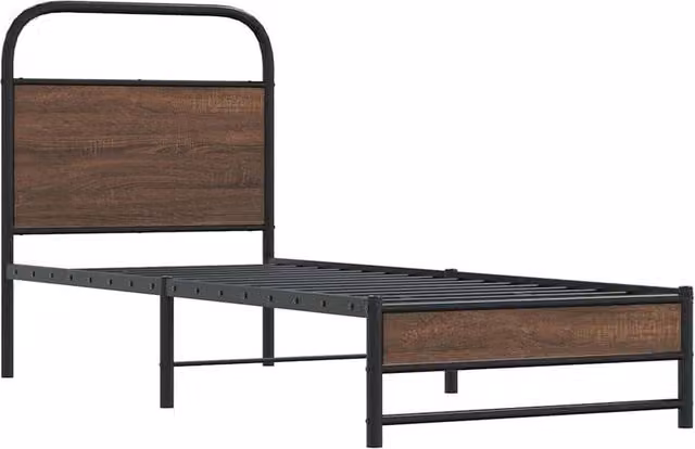 Berkfield Home Elegant Bed Frame in Brown Oak, W/D/H: 190 x 80 x 80 cm