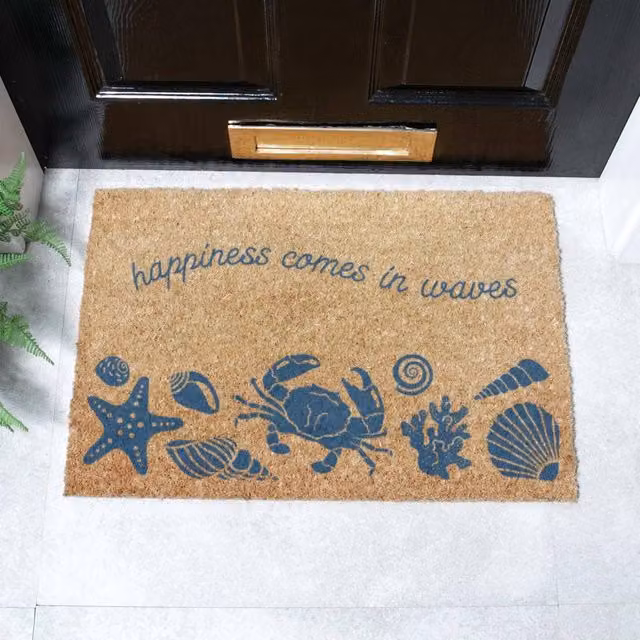 Artsy Mats Happiness Comes In Waves Doormat in Brown, W/D: 60 x 40 cm