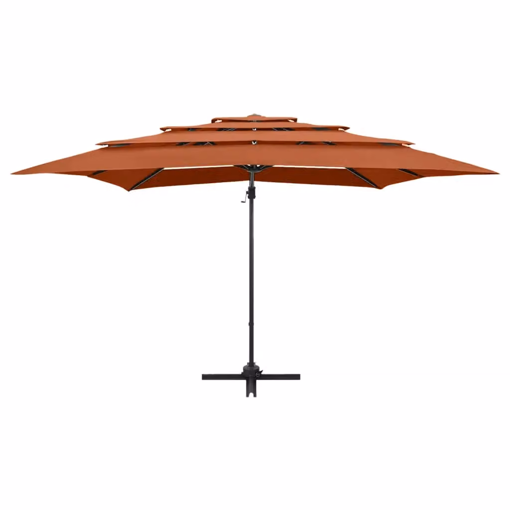 Berkfield Home 4-Tier Parasol with Aluminium Pole, Terracotta Brown, W/D: 250 x 250 cm – 2
