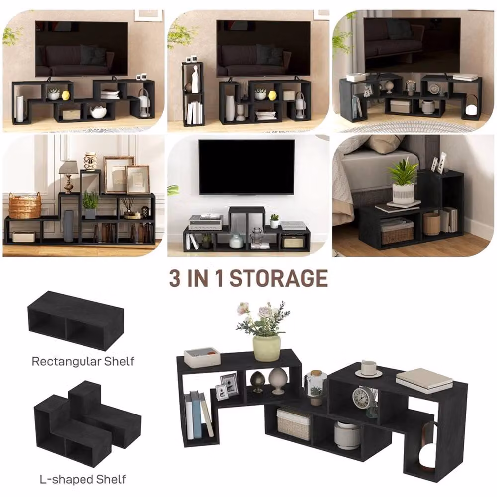 Nordara Black Modern MDF TV Unit for TVs up to 75 Inches, W/D/H: 180 x 45 x 30.5 cm – 4