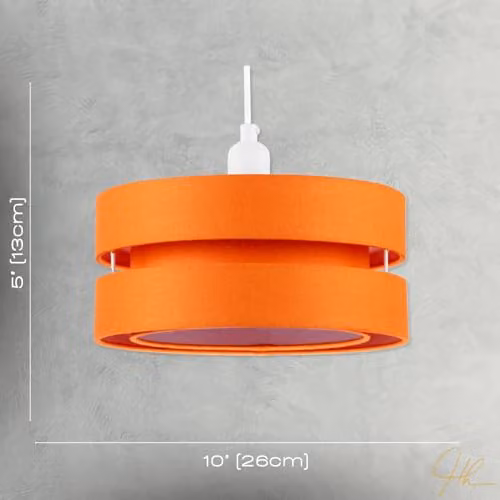 Happy Homewares Modern Orange Linen Fabric Triple Tier Ceiling Pendant Light Shade, Diameter: 26 cm – 4