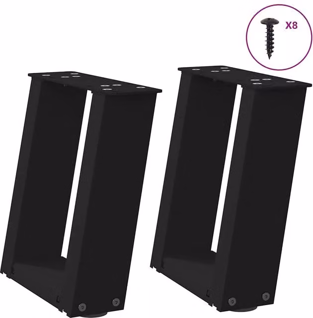 Berkfield Home U-Shaped Steel Coffee Table Legs, 2 Pieces, Black, W/D/H: 30 x 30 x 30 cm – 1