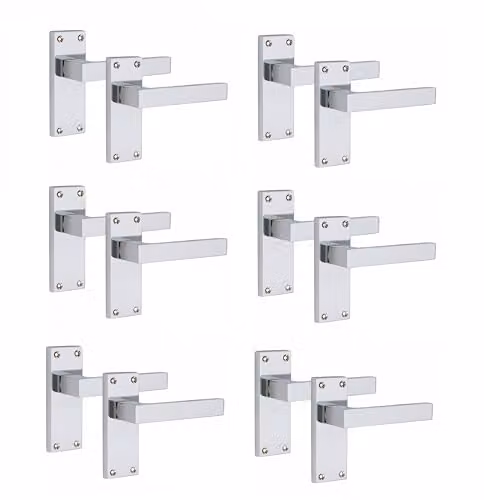 Golden Grace Delta Door Handle Latch Set in Polished Chrome, 6 Pairs