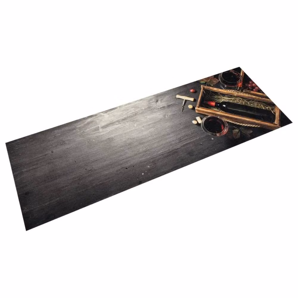 Berkfield Home Washable Wine Bottle Kitchen Rug in Grey, W: 60 cm, L: 180 cm – 1