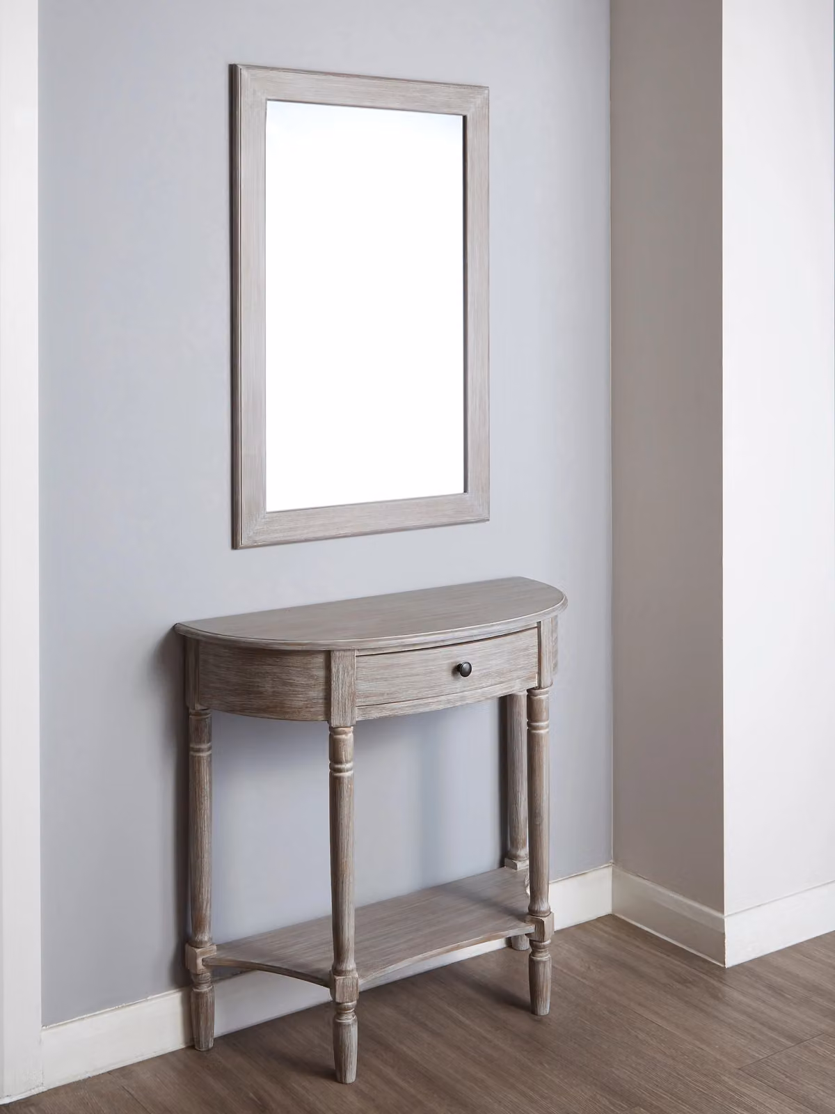 Orsina Large Rectangular Wall Mirror with Brown Grain Pattern Frame – 3