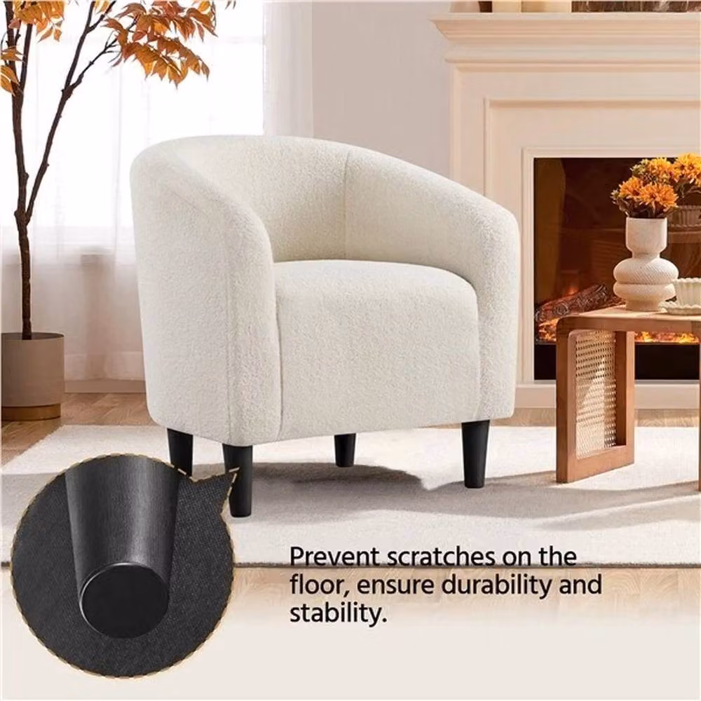 Kelvenix White Bouclé Tub Chair Accent Armchair with Armrests – 3