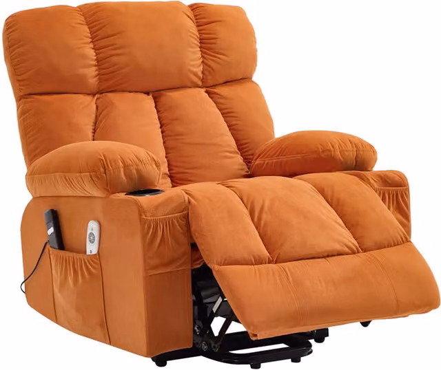 Livingandhome Orange Velvet Single Relax Recliner Sofa Chair