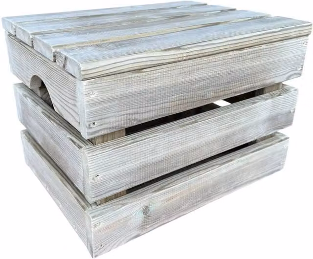 Buttercup Farm Large Rustic Slatted Wooden Storage Crate in Brown and Grey, W/D/H: 37.0 x 37.0 x 31.0 cm