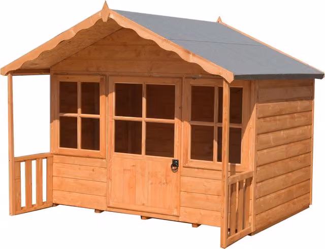 Shires Pixie Playhouse Wooden Kids Wendy House in Brown – 1