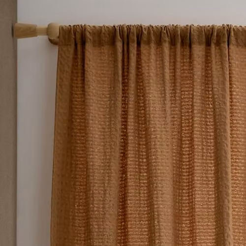 Turner Bianca Muscat Waffle Voile Curtain Panel Caramel, W: 140 cm, H: 183 cm – 2