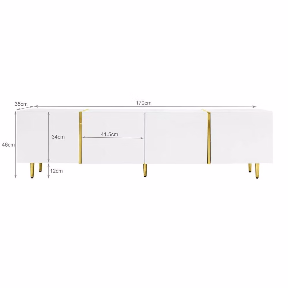 Merax White High-Gloss Living Room Set with TV Cabinet and Coffee Table – 2