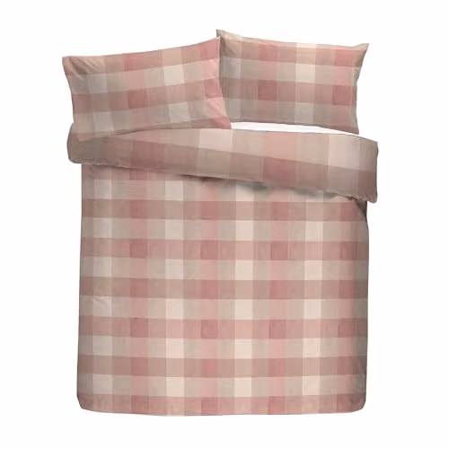 Appletree Hygge Reversible Checked Cotton Flannelette Duvet Cover and Pillowcase Set, Orange, Beige and Multicolour, W/D/H: 140 x 200 cm – 2