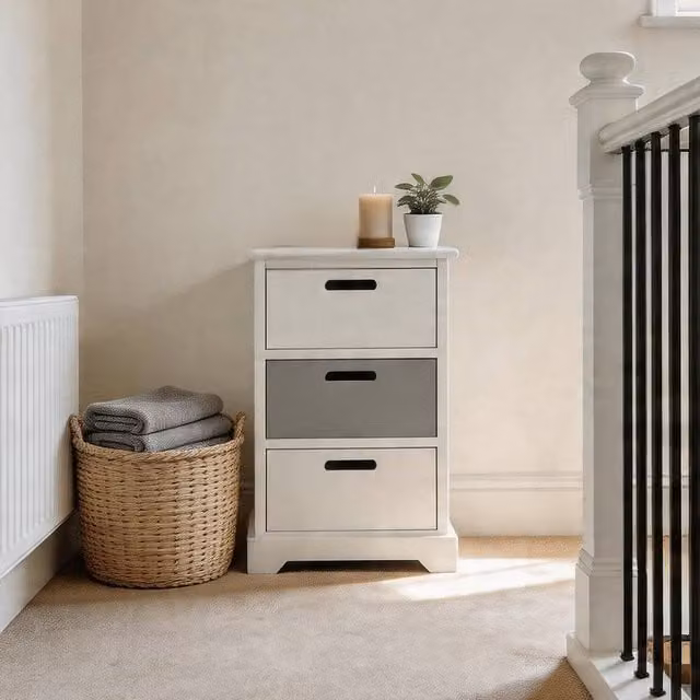 FORGEVIO 3 Drawer Wooden Hallway Storage Organiser in White